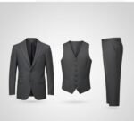Charcoal Grey self-textured three Piece Suit - Image 4