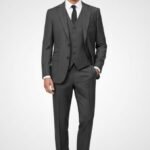Charcoal Grey self-textured three Piece Suit