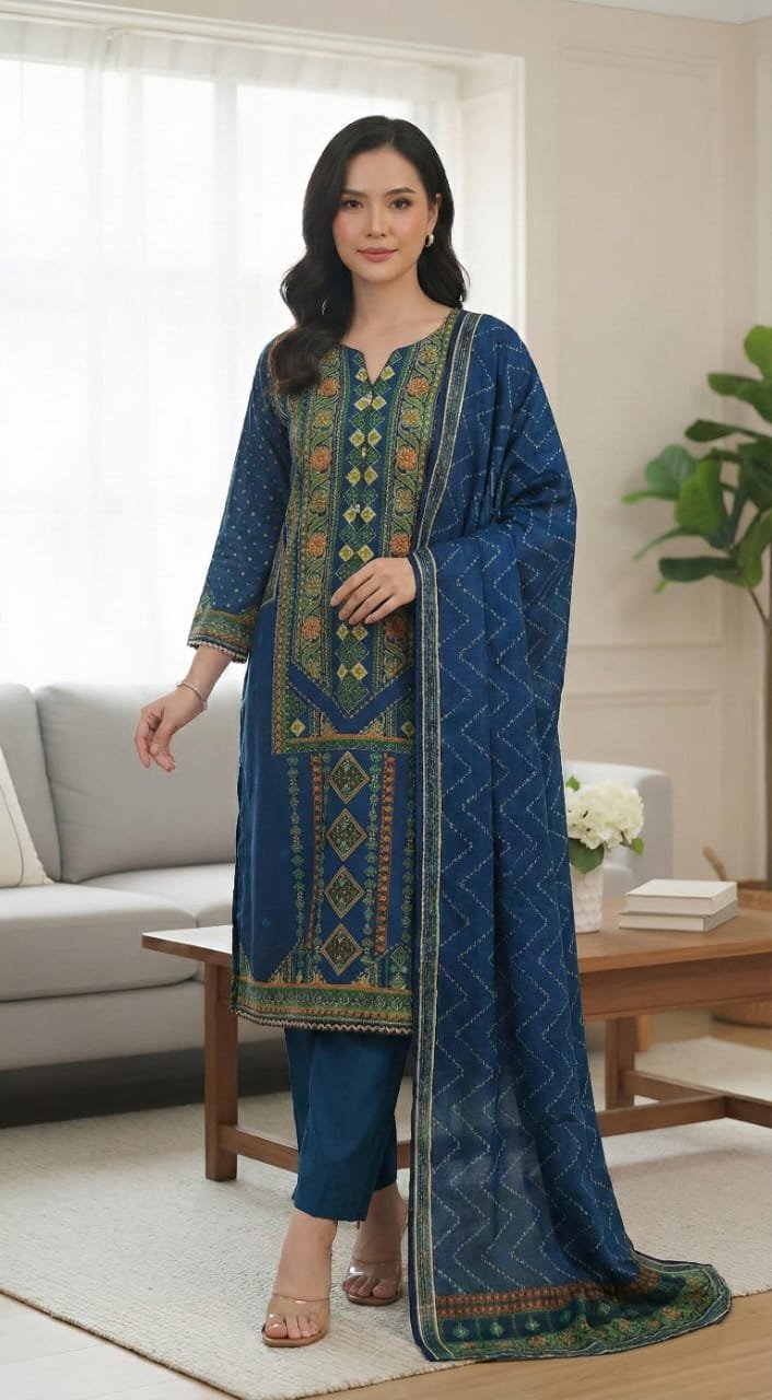 WhatsApp Image 2025-12-23 at 5.25.31 PM 3 Piece Unstitched Printed Khaddar Suit - Image 1