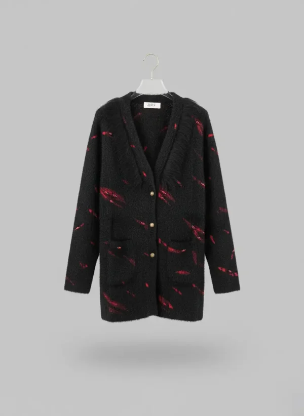 Ladies V-Neck Jersey with Faux-Fur Trim