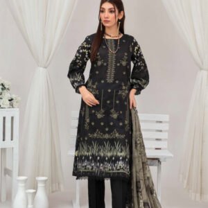 Luxury Lawn Black 3 Piece Suit