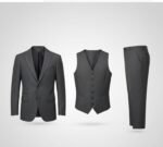 Charcoal Grey self-textured three Piece Suit