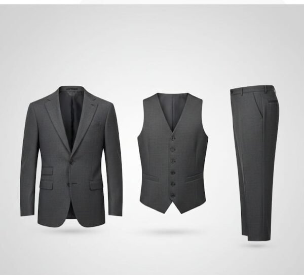 Charcoal Grey self-textured three Piece Suit