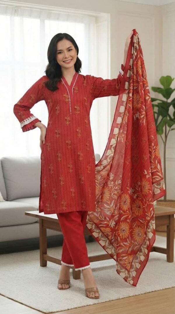 Gul Ahmed Printed Khaddar 3 Piece Unstitched Suit