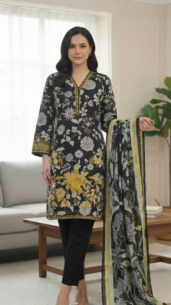 Printed Khaddar 3 Piece Unstitched Suit