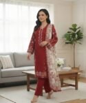 Winter Unstitched Khaddar Digital Suit - Carnelian 3 Piece