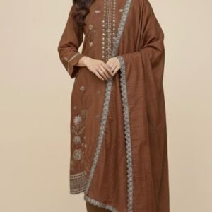 Dhanak Wool Embroidery 3-piece Stitched Suit