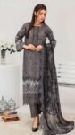 Luxury Lawn Dark Grey 3 Piece Suit