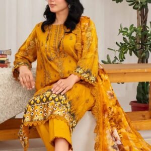 Luxury Lawn Mustard Yellow 3 Piece Suit